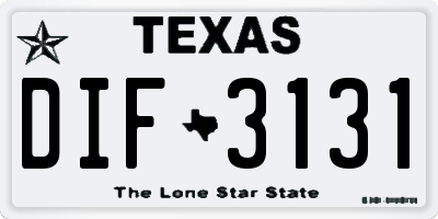 TX license plate DIF3131
