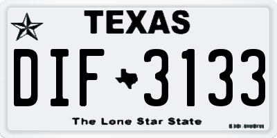 TX license plate DIF3133