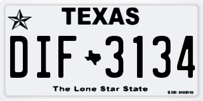 TX license plate DIF3134