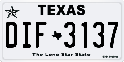 TX license plate DIF3137
