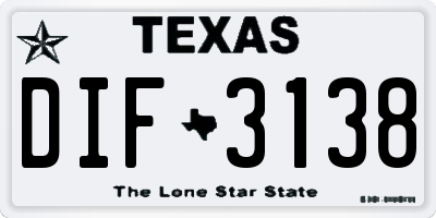 TX license plate DIF3138