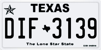 TX license plate DIF3139