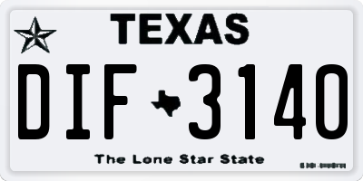 TX license plate DIF3140