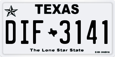 TX license plate DIF3141