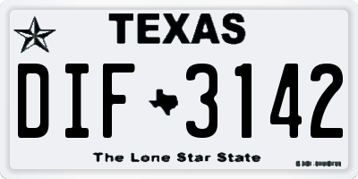 TX license plate DIF3142
