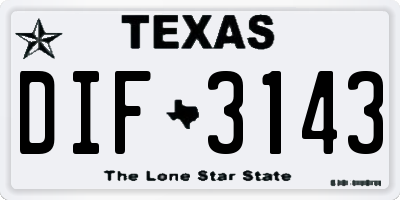 TX license plate DIF3143
