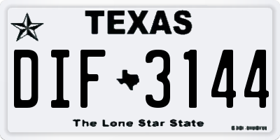 TX license plate DIF3144