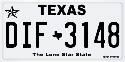 TX license plate DIF3148