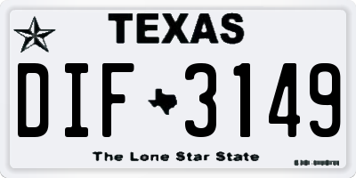 TX license plate DIF3149