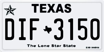 TX license plate DIF3150