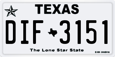 TX license plate DIF3151