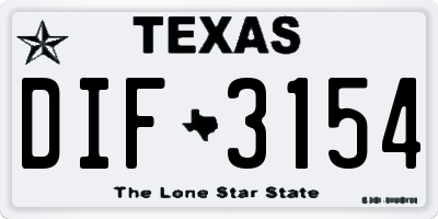 TX license plate DIF3154