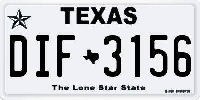 TX license plate DIF3156