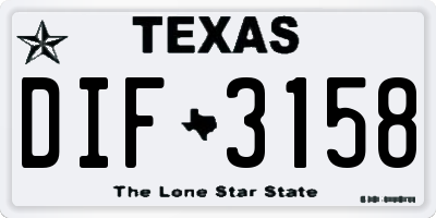 TX license plate DIF3158