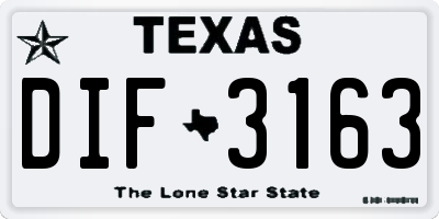 TX license plate DIF3163