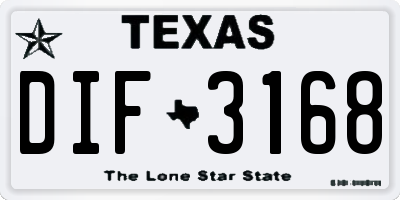 TX license plate DIF3168