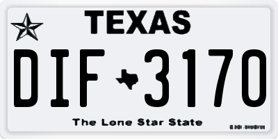 TX license plate DIF3170