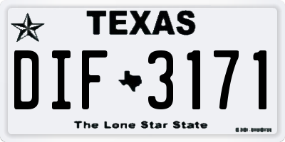 TX license plate DIF3171