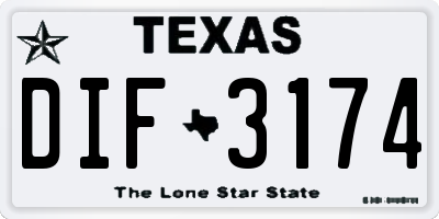 TX license plate DIF3174