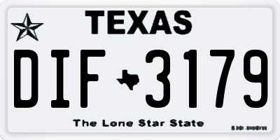 TX license plate DIF3179