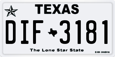 TX license plate DIF3181