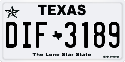 TX license plate DIF3189