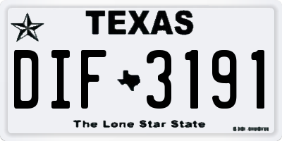 TX license plate DIF3191