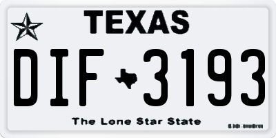 TX license plate DIF3193
