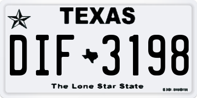 TX license plate DIF3198