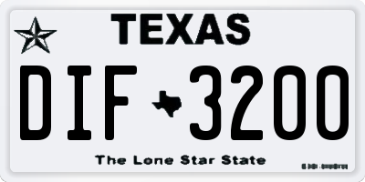 TX license plate DIF3200