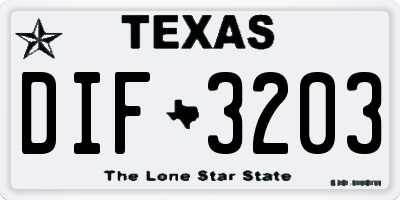 TX license plate DIF3203