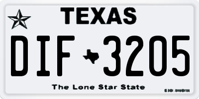 TX license plate DIF3205