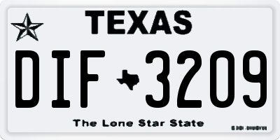 TX license plate DIF3209