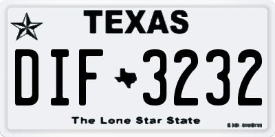 TX license plate DIF3232