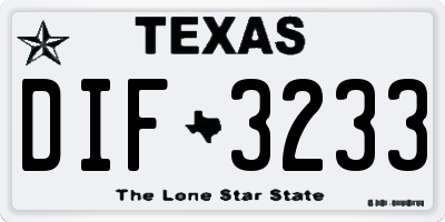 TX license plate DIF3233