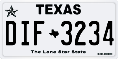 TX license plate DIF3234