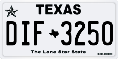 TX license plate DIF3250