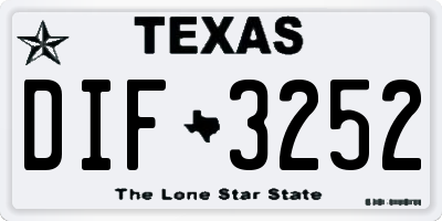 TX license plate DIF3252
