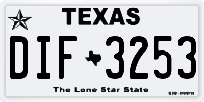 TX license plate DIF3253