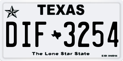 TX license plate DIF3254
