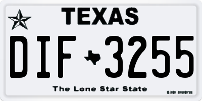TX license plate DIF3255