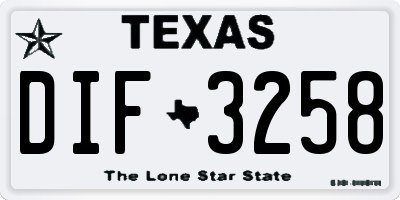 TX license plate DIF3258