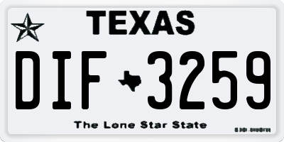 TX license plate DIF3259