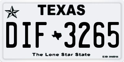 TX license plate DIF3265