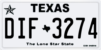 TX license plate DIF3274
