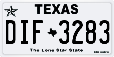 TX license plate DIF3283