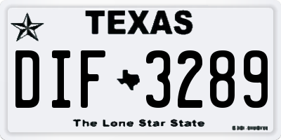 TX license plate DIF3289