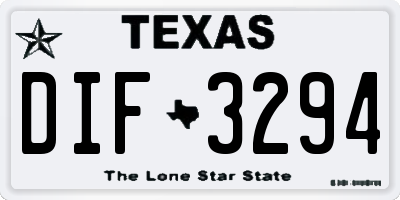 TX license plate DIF3294
