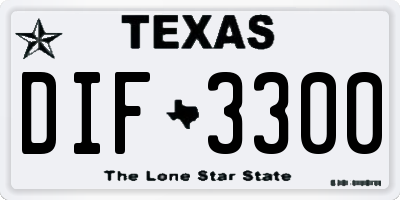 TX license plate DIF3300