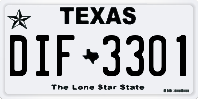 TX license plate DIF3301